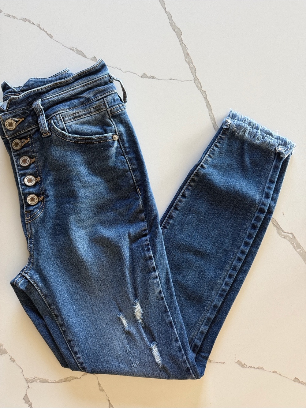 KanCan Dark Blue Skinny Jeans with Button Fly